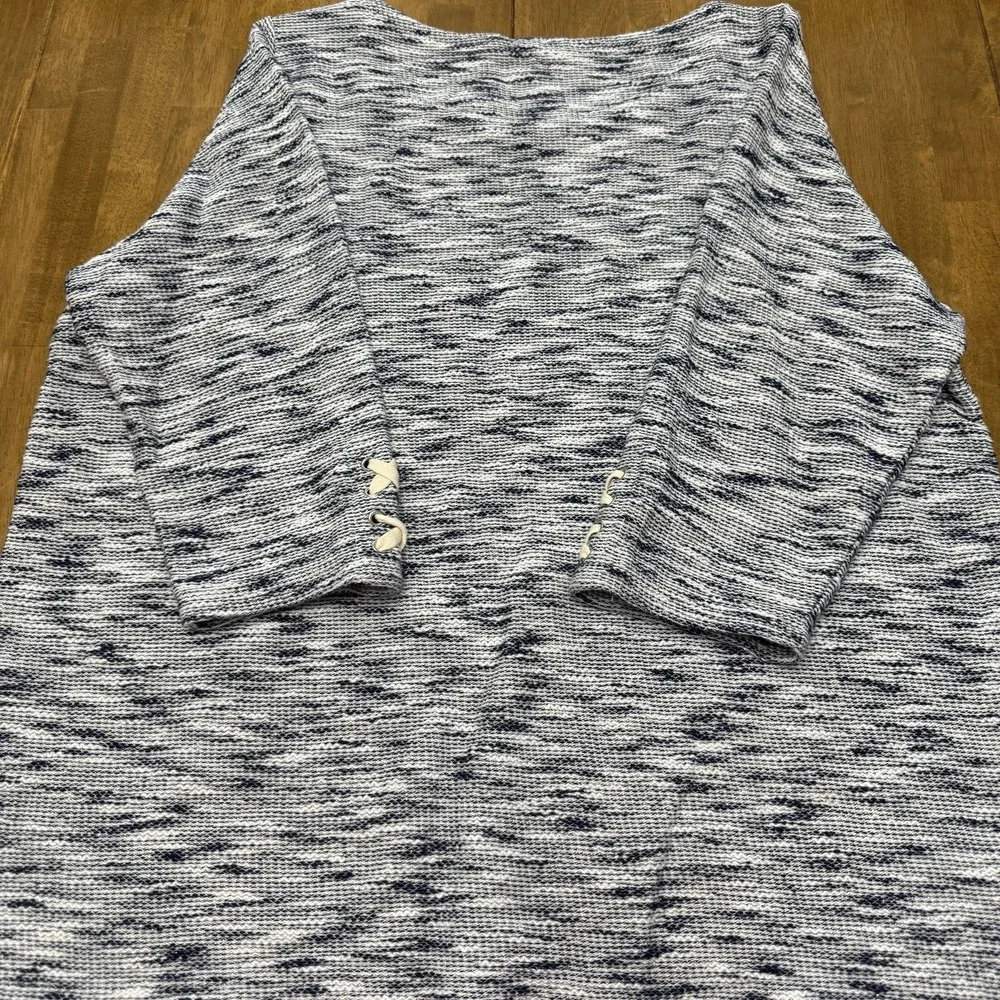 Talbots sweater women's 2X blue white marled abstract waves beach coast nautical